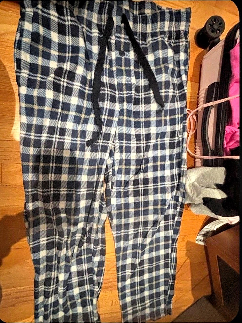 George Men's Plaid Lounge Pants Blue & White Large